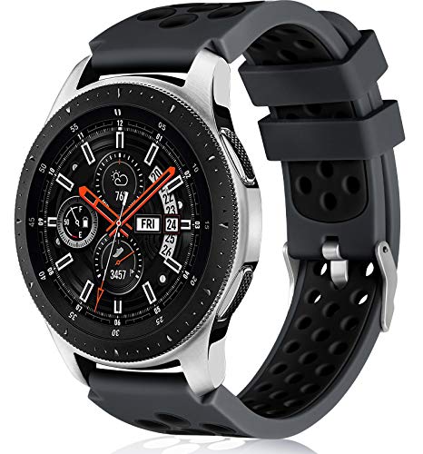 Lerobo Compatible with Samsung Galaxy Watch Band 46mm/Galaxy Watch 3 45mm Band/Gear S3 Frontier,Classic Watch Band, 22mm Soft Silicone Breathable Watch Strap Wristband for Women Men,(Navy Blue/White)