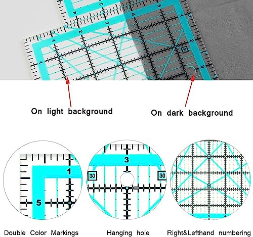Quilting Rulers,7 Sewing Rulers Quilting Templates(6"x24",2"x24",3"x18",3"x8",1.5"x12",1"x12",1"x6"),Quilting Supplies Acrylic Rulers Fabric Cutting Ruler with Non-Slip Rings for Quilting and Sewing