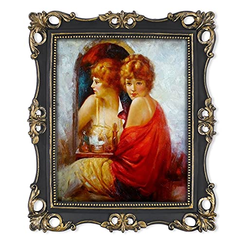 SIMON'S SHOP 8x10 Picture Frame for Wall and Tabletop, Vintage Picture Frames in Black with Gold Accents, Antique Style Gothic Frame for Photos Artworks