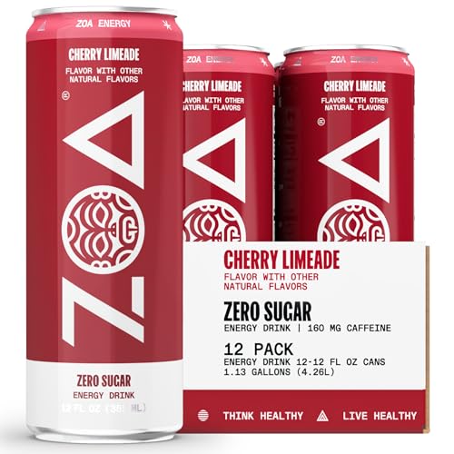 ZOA Zero Sugar Energy Drinks, Wild Orange - Sugar Free with Electrolytes, Healthy Vitamin C, Amino Acids, Essential B-Vitamins, and Caffeine from Green Tea - 12 Fl Oz (12-Pack)