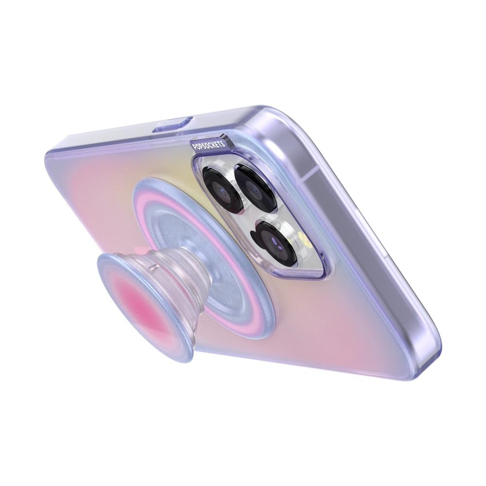PopSockets iPhone 15 Pro Max Case with Round Phone Grip Compatible with MagSafe, Phone Case for iPhone 15 Pro Max, Wireless Charging Compatible - Aura