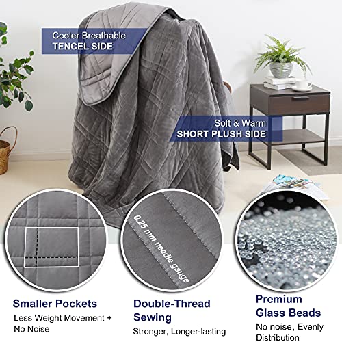Double-Sided Weighted Blanket King Size 30lbs(88''x104'', All Season Use), Warm Short Plush and Cool Tencel Reversible Weighted Blanket, California King Size for Adults & Couple - Carry Bag Included