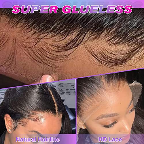 Aicrelery 13x6 Lace Front Wigs Human Hair Wigs for Women 13x6 HD Lace Frontal 180 Density Brazilian Virgin Glueless Wigs Human Hair Pre Plucked with Baby Hair Natural Color 18 Inch