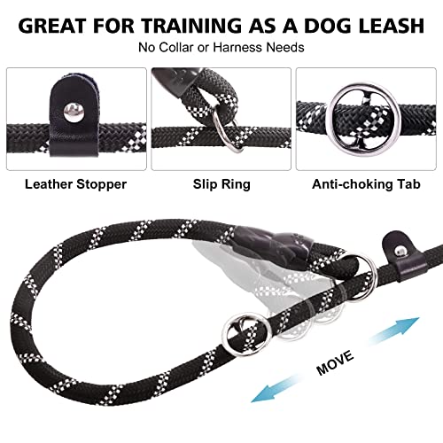 Surepet Slip Lead Dog Leash - 4/5/6 Foot Heavy Duty & Reflective Rope Leashes with Comfortable Handle - No Pull Training Leash for Puppy Small Medium and Large Breed Dogs - (1/2''-6FT, Blue)