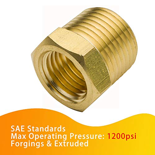 Legines NPT Bushing 1" Male x 1/2" Female Reducing Adapter Hex Head Pipe Fitting 1200psi (Pack of 5)