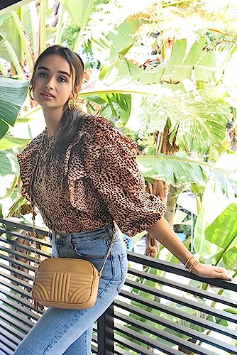 EVVE Quilted Crossbody Bags for Women - Stylish Camera Bag with Tassel - Lightweight Medium Size Shoulder Purse | Sand