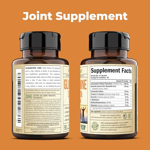 Glucosamine Chondroitin MSM and Turmeric Supplement - Joint Support Supplement with Boswellia & Glucosamine Sulfate 1500 mg. Joint Health Chondroitin Sulfate MSM Supplement for Women & Men 2 Pack