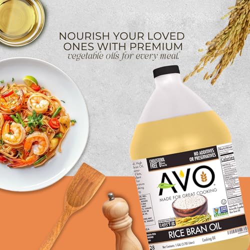 AVO NON GMO 100% Rice Bran Oil, 1 Gallon, No Preservatives Added