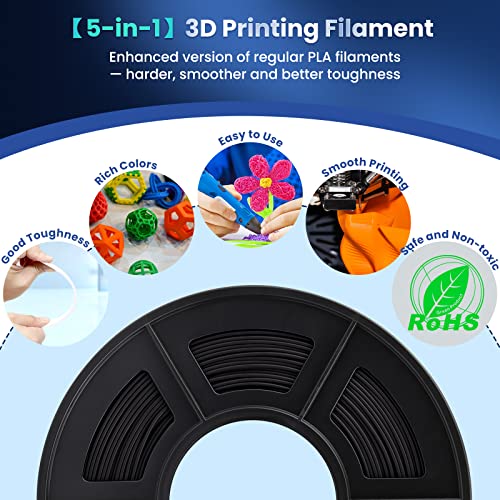 SUNLU 3D Printer Filament PLA Plus 1.75mm, Neatly Wound PLA+ Filament for Most FDM Printer, Dimensional Accuracy ± 0.02 mm, 1 kg Spool(2.2lbs), Black