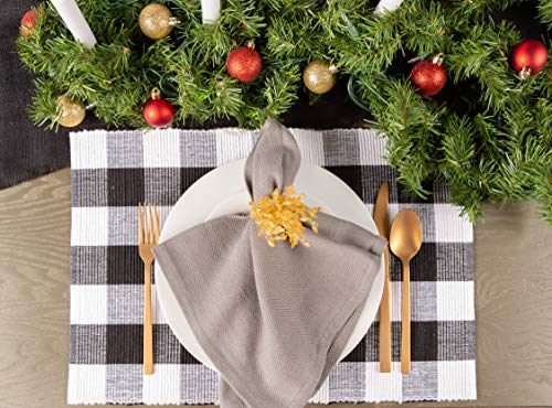 DII Buffalo Check Collection, Classic Farmhouse Tabletop Set, Napkin Set, 20x20, Gray & White, 6 Piece