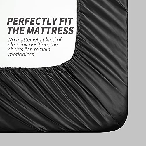 Cobedzy 4 Piece White Satin Sheets Queen Size, Soft Silky Bed Sheets Queen Set, Luxury Bed Sheet Set with 1 Deep Pocket Fitted Sheet 1 Flat Sheet 2 Satin Pillowcases