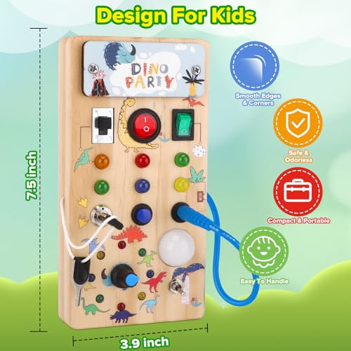 wakelnsa Montessori Busy Board,Montessori Toys for 1-3 Years Old,Baby Sensory Board,Preschool Learning Activities,Wooden Toys for Toddler,Christmas & Birthday Gift for Boys & Girls