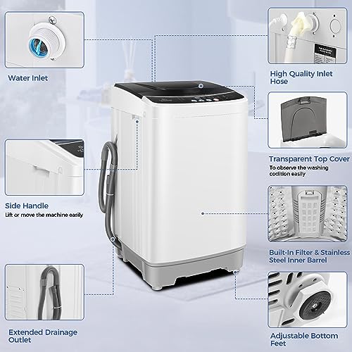 Nictemaw Portable Washing Machine 15.6Lbs Large Capacity 2.1 Cu.ft Laundry Machine with 10 Programs and 8 Water Levels Selections Compact Washer Machine for Apartment, Home, Dorms, Rv