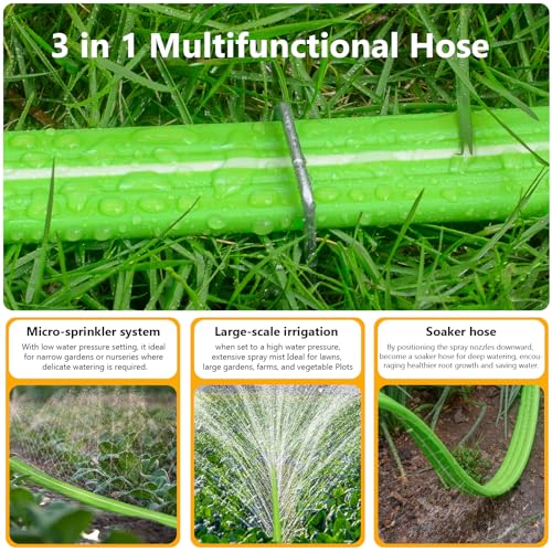 LAVEVE Sprinkler Hose for Yard 15 FT, Garden Soaker Hose with Stakes, Heavy Duty Water Hose Sprinklers for Lawns, Drip Hose Irrigation Tubing