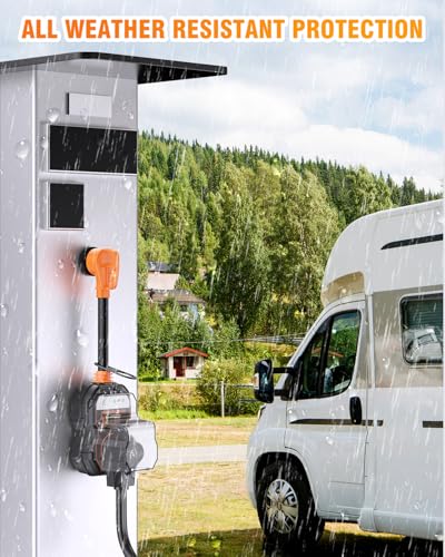 GEARGO RV Surge Protector 30 Amp, 12000 Joules RV Circuit Analyzer Surge Guard, IP68 Surge Voltage Protection, RV Adapter Plug for Camper (Orange)