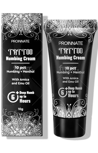 Numbing Cream Painless Tattoo: 10% Max Strength Deep Painless Tattoo Numbing Cream for Piercing, Tattoos, Waxing, Highest Purity Numb Ingredient with Menthol, Emu Oil and Arnica 4 Pcs(4x10g)