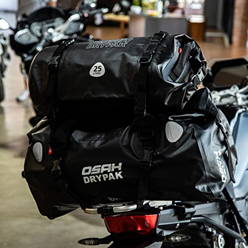 IRON JIA'S Motorcycle Dry Bag - Waterproof Duffle & Luggage Tail Bag Saddle Bags with Roll Top Closure, Shoulder Straps, Inner Pocket and Mesh Pocket (Black, 30L)