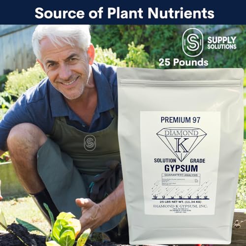 Supply Solutions Gypsum Powder - Purest and Soluble Houseplant Food Fertilizer for Indoor Plants, Outdoor, Lawn, Vegetables - Indoor Plant Nutrients, Improve Plant Growth (25 Pounds)