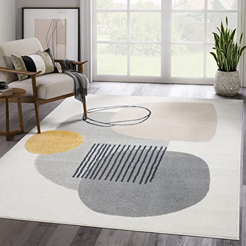 Abani Rugs Deco DEC130A Cream Minimalist Geometric Area Rug (Cream, 2' x 3')