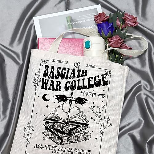 GJTIM Romantasy Dark Academia Dragons YA Fantasy book Inspired Gift Bookish Merch Dragon Rider Basgiath War College Tote Bag (War College Tote)