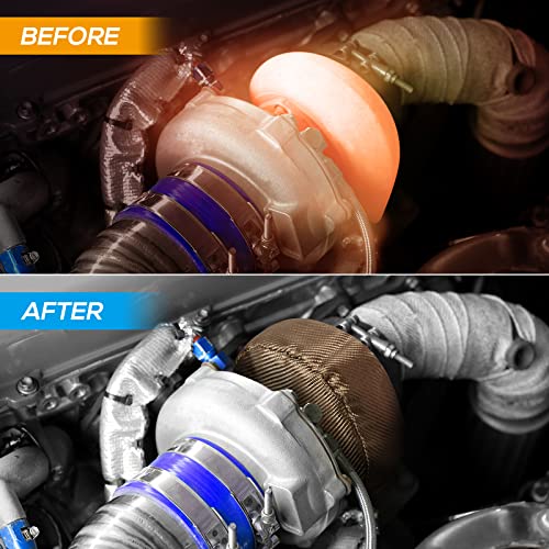 FLASLD Titanium Turbo Blanket T3 cover for Turbocharger Thermal Heat Shield Cover with Fastener Springs