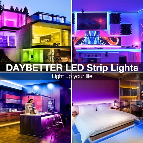 DAYBETTER LED Strip Lights 100 ft, Smart Light with App Remote Control, RGB LED Lights for Bedroom, Music Sync Color Changing Lights for Room Home Decor Party Festival(1 Roll)