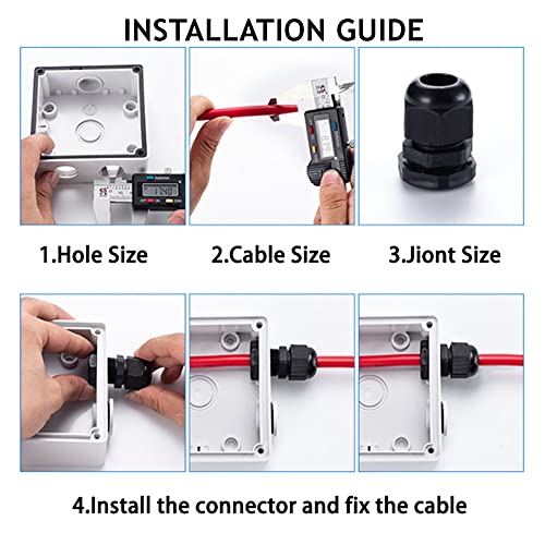 Cable Glands-PENGLIN 2” NPT Nylon Cable Connector,IP68 Waterproof Strain Relief Cord Adjustable Connector With Gaskets for Electrical Box (2 Inch (6-Pack))