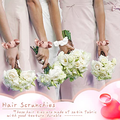 Bridesmaid Scrunchies 8pcs Satin Proposal Gifts Elastics Hair Ties Bachelorette Soft Scrunchy Hair Bands Hair Styling Accessories Party Favors for Wedding Parties Bridal ShowerWhite Champagne