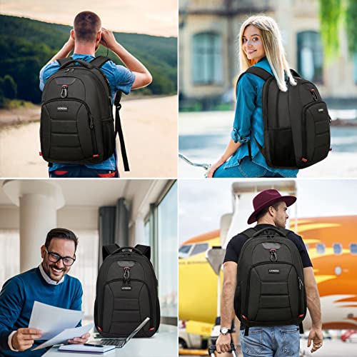 Liokesa Laptop Backpack for Men Women, School Backpacks for Teen Boys Girls, Black Backpack with USB Charging Port, 15.6 Inch Water Resistant College Bookbag Daypack