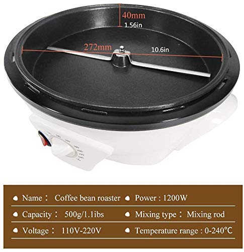 JIAWANSHUN Electric Coffee Roaster Machine 500g Coffee Bean Roaster 0-240℃ Non-Stick Home Peanut Beans Roaster 1200W 110V