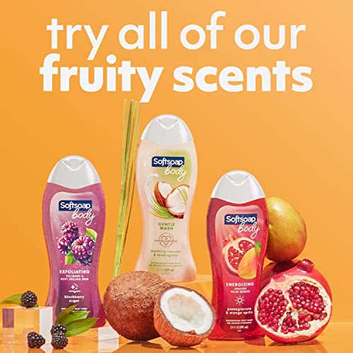 Softsoap Body Wash, Coconut Butter Scrub , Exfoliating Body Wash, 20 Ounce, 4 Pack