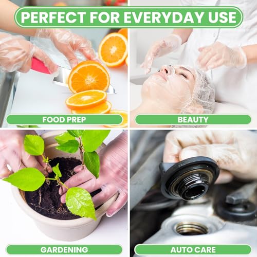 Keppi 100 pcs Plastic Gloves - BPA & Latex Free - Food Handling Gloves - Food Safe Disposable Gloves for Cooking - Bulk Food Safe Gloves - Great Fit