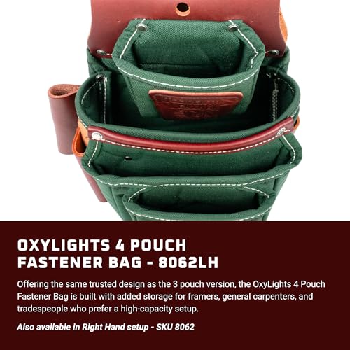 Occidental Leather OxyLights 4 Pouch Fastener Bag - Left Hand - 10 Pockets & Tool Holders - Made in USA