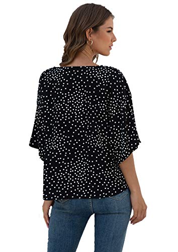 VIISHOW Women Bell Sleeve Shirt Tie Knot Casual Chiffon Blouses Tops Independence Day Tshirt,Flag White,Medium