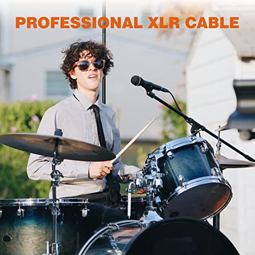 HOOH XLR Cable 25ft 2 Pack, Microphone Cables, XLR Microphone Cable Male to Female Balanced DMX Cable Suitable for Microphones,Radio Station, Speaker Systems,Stage Lighting and More,Black