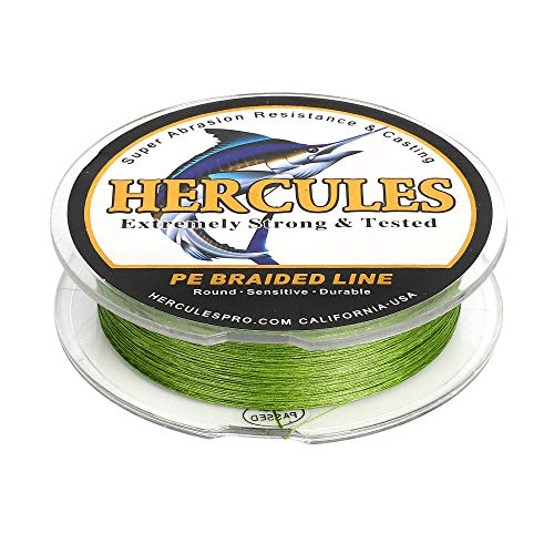 HERCULES Super Cast 100M 109 Yards Braided Fishing Line 100 LB Test for Saltwater Freshwater PE Braid Fish Lines Superline 8 Strands - Fluorescent Green, 100LB (45.4KG), 0.55MM