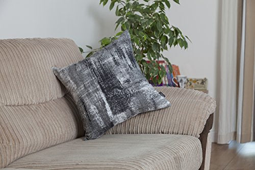TreeWool 2 Pack Brush Art Accent Decorative Cotton Throw Pillow Covers (16 x 16 Inches, Black & Gray)