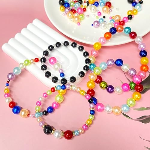 Tingoons 700pcs 6mm Pearl Beads with Hole Round Loose Luste Craft Beads for Home Decoration Vase Fillers DIY Craft Making Jewelry Making Bracelet Necklace Earrings(Purple)