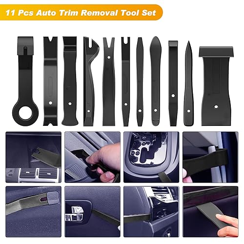 GOOACC 40Pcs Trim Removal Tool,Auto Terminal Removal Key Tool,Auto Clip Pliers Stereo Removal Tools,Car Upholstery Repair Removal Kit,Precision Hook and Pick Set,Wiring Threader,Car Film Scrape-Black