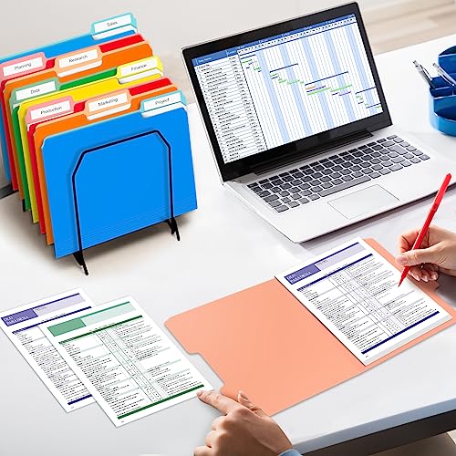Two Tone Color File Folders 8.5 x 11 Inch, 1/3 Cut Tab File Folders Letter Size, Assorted Colors, Blue Red Green Yellow Orange Manila File Folders, School Business Office Folders for Document -15 Pack