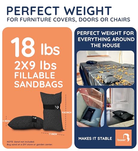 Baser - Outdoor Fillable Straight Weight Bags 2 x 9 LBS fillable for Patio Umbrellas, Cantilevers and Garden Accessories
