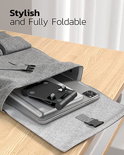 Nulaxy 2 Pack Dual Folding Cell Phone Stand, Fully Adjustable Foldable Desktop Phone Holder Cradle Dock Compatible with Phone 15 14 13 12 Pro Xs Xs Max Xr X 8, All Phones, Black & Silver
