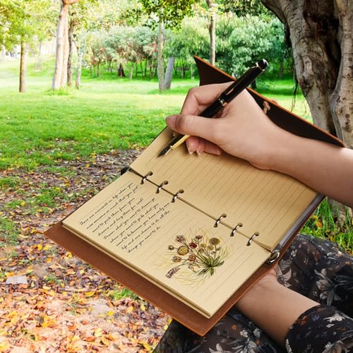 Asten Leather Writing Journal, Refillable Notebook with Lined Pages Vintage Travelers Notebook, Gift for Men and Women 9.1 x 6.5inch(A5, Blue