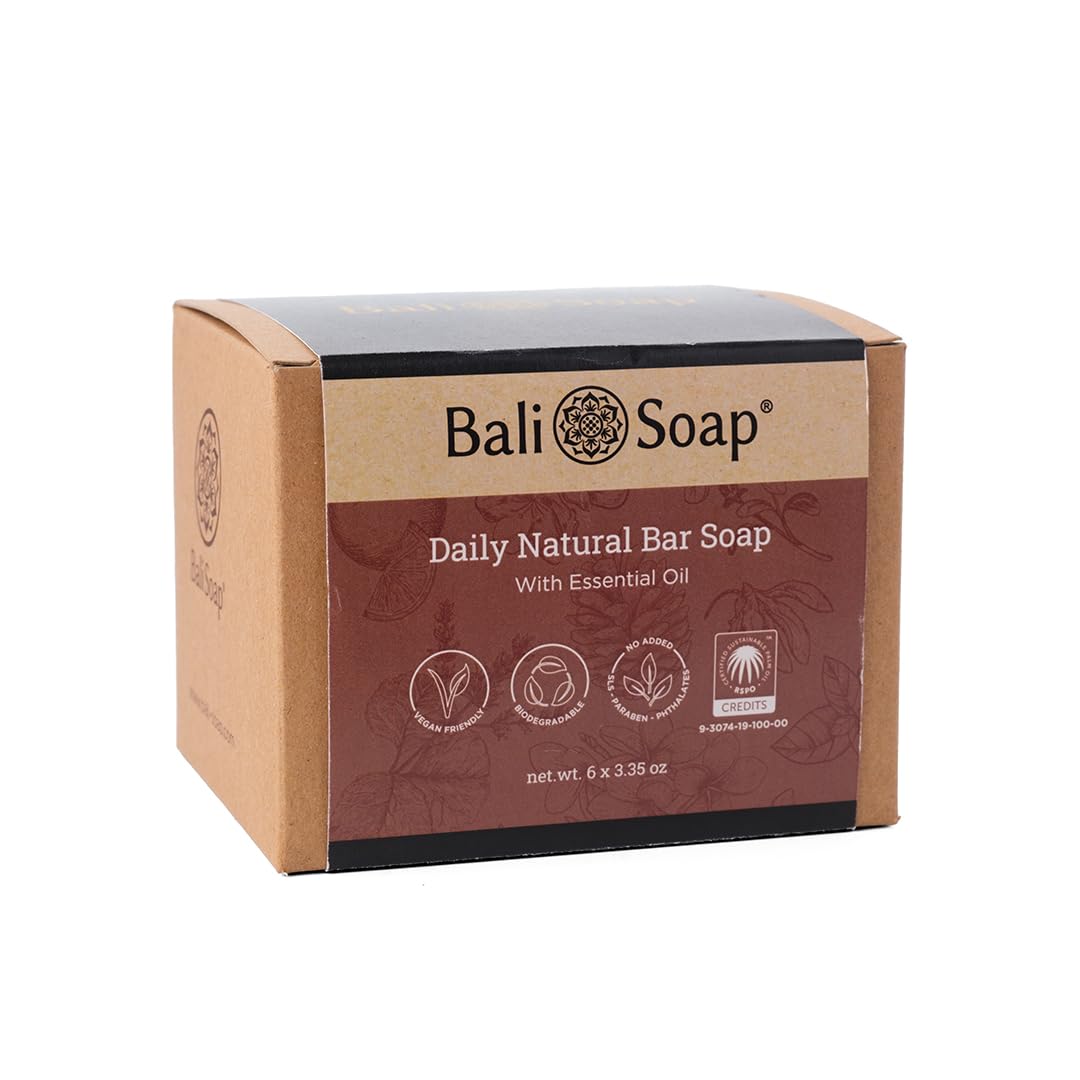 Bali Soap -Tropical & Earthy Natural Soap Bar for Men and Women with Premium Essential Oil - Handmade, Vegan, Soap for Body and Face, Plant Based Cold Process 6pc Variety Soap Pack, 3.5oz Bars