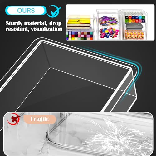 SNSLXH Makeup Organizer,16 Drawers Acrylic Clear Drawer Organizer, Clear Makeup Organizer, Plastic Storage Drawers for Vanity, Bathroom, Closet, Desk