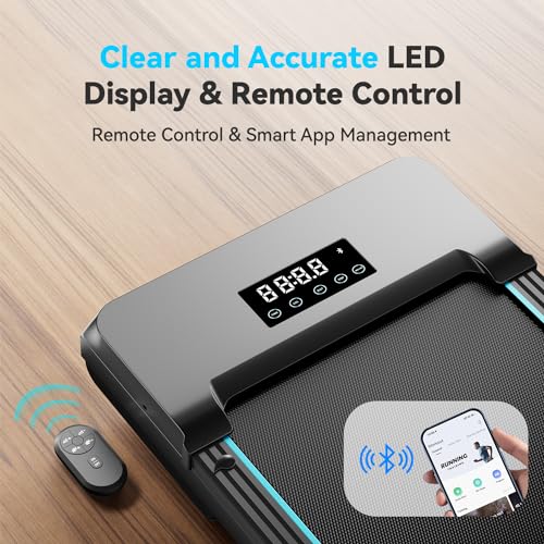 Walking Pad with Auto Incline, Under Desk Folding Treadmill with Remote Control and LED Display for Home Office, 2.5HP Portable Walking Jogging Running Machine, 300 LB Capacity