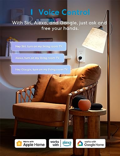 Meross Matter Smart Plug Mini, Easy Setup, 100% Privacy Smart Outlet, Compact Size, Support Apple Home, Alexa, Google Home with Schedule and Timer, App and Voice Control, 2.4G Wi-Fi Only (1 Pack)