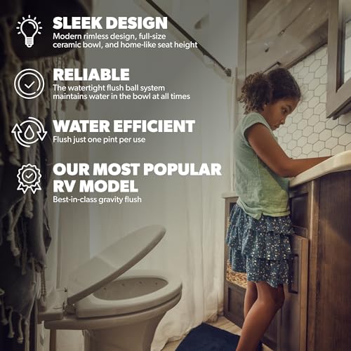 Dometic 310 Standard Toilet | Oblong Shape| Lightweight and Efficient with Pressure-Enhanced Flush | White | Perfect for Modern RVs