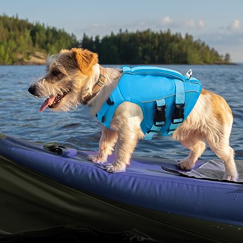 ASENKU Dog Life Jacket with Rescue Handle, Dog Life Vest for Swimming Boating with High Flotation, Ripstop Lightweight Pet Life Preserver with Reflective Stripes for Small Medium Large Dogs