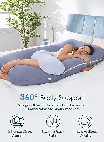 QUEEN ROSE Pregnancy Pillows, Cooling U Shaped Body Pillow for Sleeping, Maternity Pillow for Pregnant Women, with an Extra Cotton Pillowcase